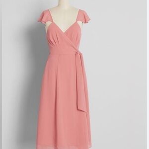 Modcloth Feels Like Summer Midi Wrap Dress in Pink XL NWT